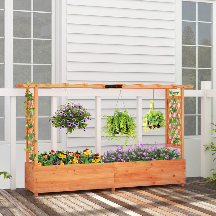 Costway 1 Pcs Lit De Jardin Eleve Avec Trellis Toit Suspendu Planter Boite Trous De Drainage Pour Patio