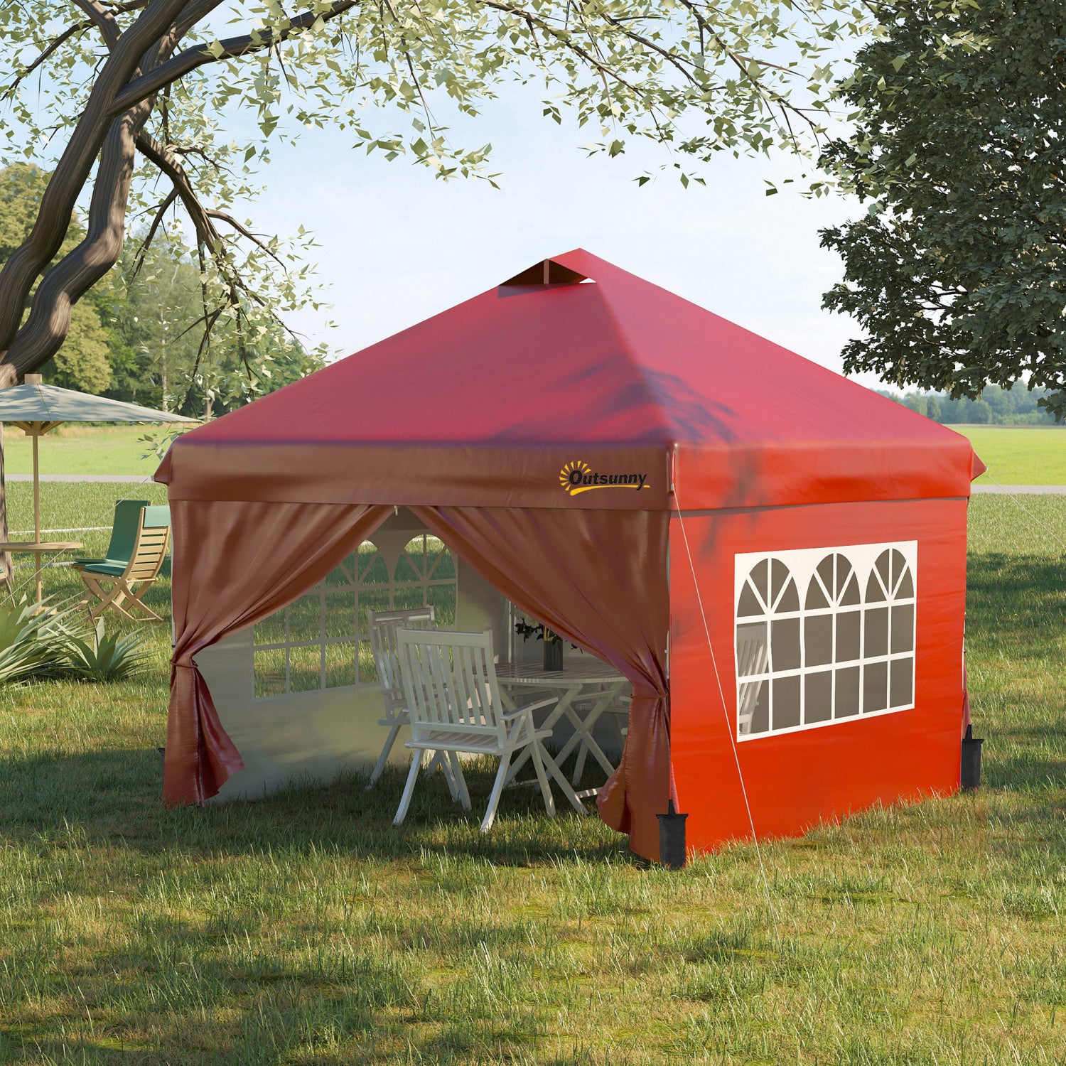 tente pour terrasse Outsunny Tonnelle Barnum Tente D'auvent Pop Up 10' X 10', Tente D'a