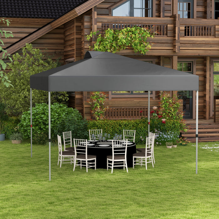 Outsunny Tente A Auvent Escamotable 10' X 10' Avec Ventilation Et Sac, Gris