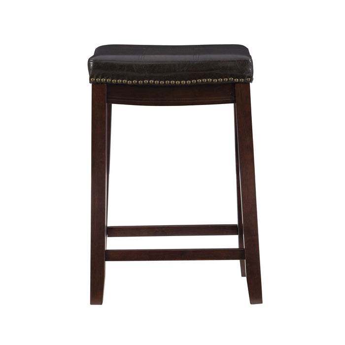Tabouret Claridge de hauteur comptoir en similicuir et sans dossier - brun