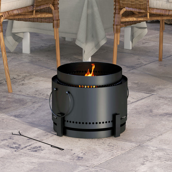 Outsunny Foyer Sans Fumee, Foyer Portable Avec Tisonnier, Noir