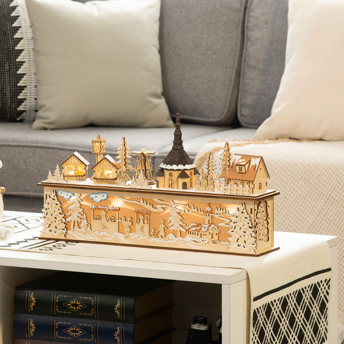 Homcom Maisons De Village De Noel Eclairees Par Led, Moulins A Vent, Eglise