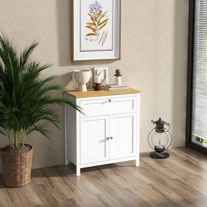 HOMCOM Meuble de Rangement Buffet avec Portes en Verre, Blanc