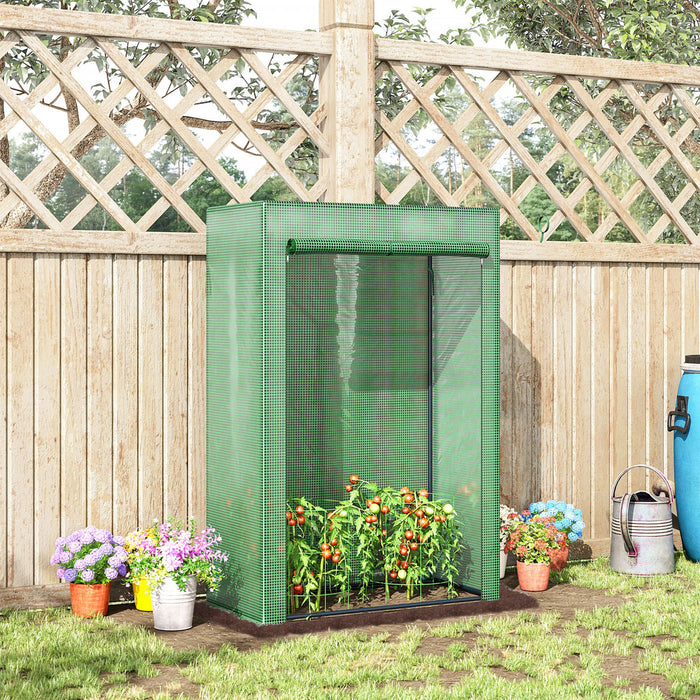 Outsunny Serre De Jardin Avec Cadre En Acier, 40\"l X 20\"l X 59\"h, Maison Chaude Pour Plantes De Tomates, Maison Chaude Avec Porte Enroulable, Housse En Plastique, Vert