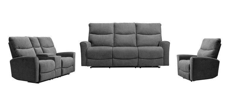 Sofa à inclinaison électrique Quest de 82,5 po en tissu de chenille- gris
