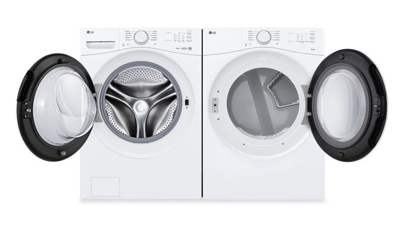 Laveuse à chargement frontal à très grande capacité de 5,2 pi3 et sécheuse électrique de 7,4 pi3 avec AI Sensor DryMD de LG - blanches