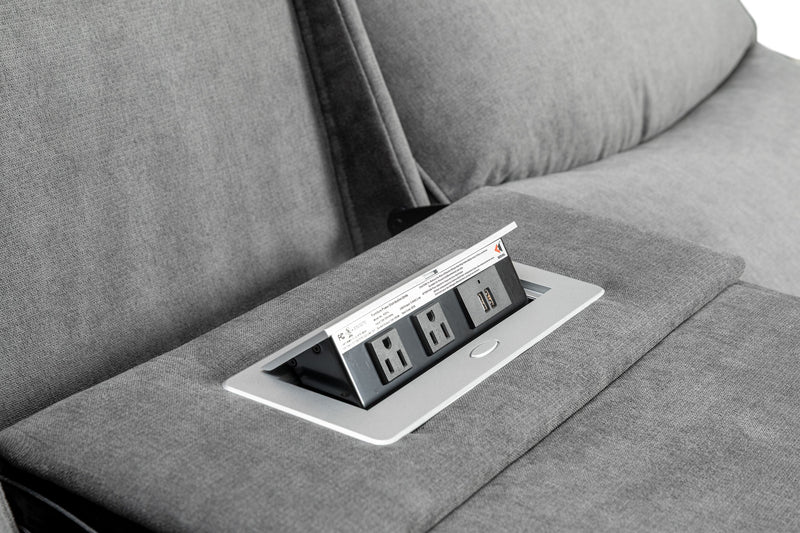 Sofa à inclinaison électrique Quest de 82,5 po en tissu de chenille- gris