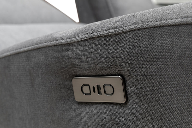 Sofa à inclinaison électrique Quest de 82,5 po en tissu de chenille- gris
