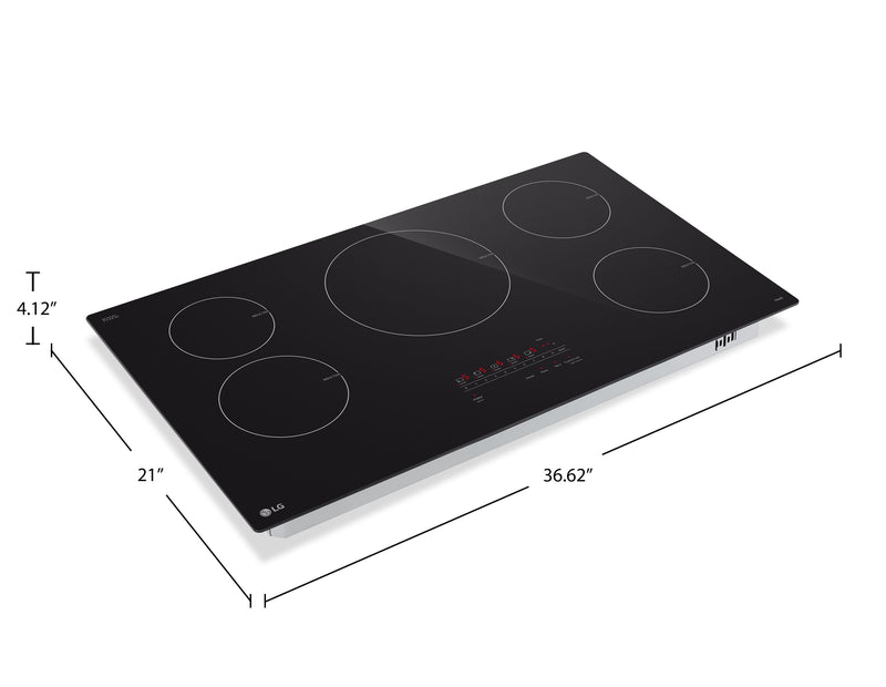 Surface de cuisson intelligente à induction LG de 36 po avec élément UltraHeatMC de 4,3 kW - noire - CBIH3613BE