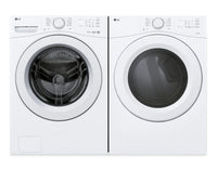  Laveuse à chargement frontal à très grande capacité de 5,2 pi3 et sécheuse électrique de 7,4 pi3 avec AI Sensor DryMD de LG - blanches