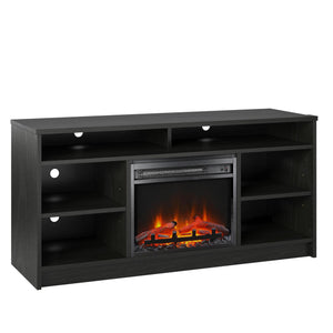 Meuble pour téléviseur Hendrix d’Ameriwood Home de 55 po avec foyer électrique et tablettes - chêne noir