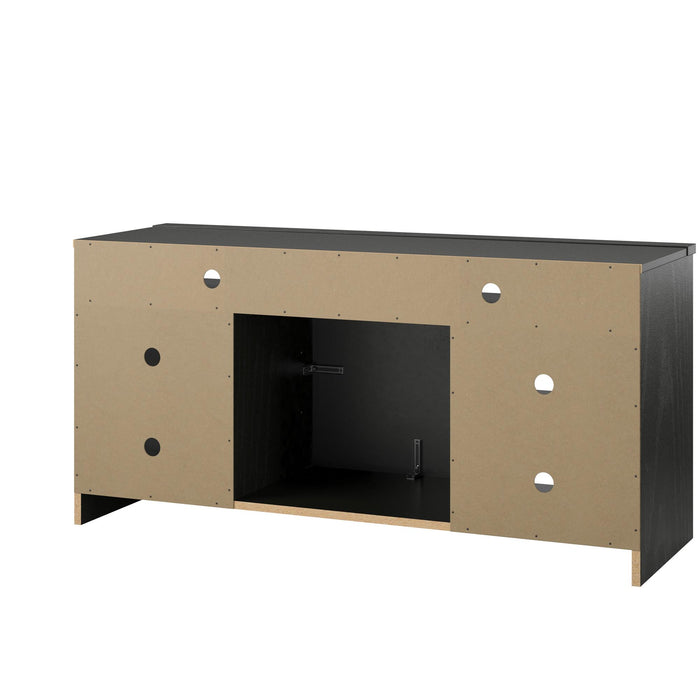 Meuble pour téléviseur Hendrix d’Ameriwood Home de 55 po avec foyer électrique et tablettes - chêne noir