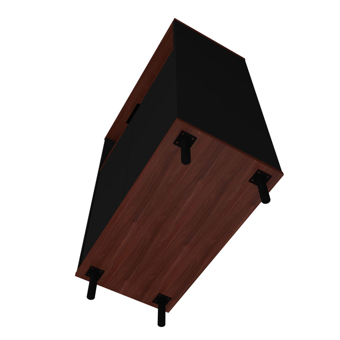 Armoire décorative Mosholu de Manhattan Comfort avec 3 tablettes - noire et brun noix