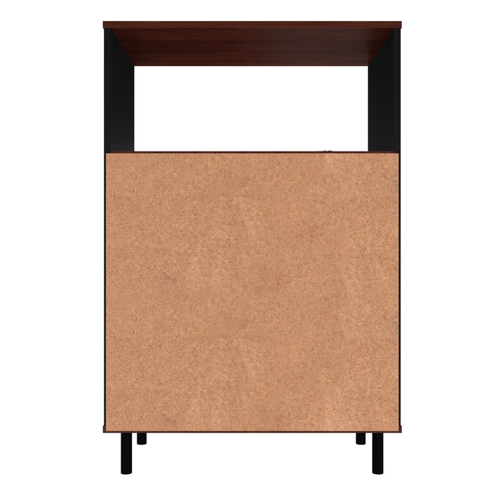 Armoire décorative Mosholu de Manhattan Comfort avec 3 tablettes - noire et brun noix