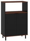 Armoire décorative Mosholu de Manhattan Comfort avec 3 tablettes - noire et brun noix
