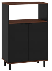 Armoire décorative Mosholu de Manhattan Comfort avec 3 tablettes - noire et brun noix