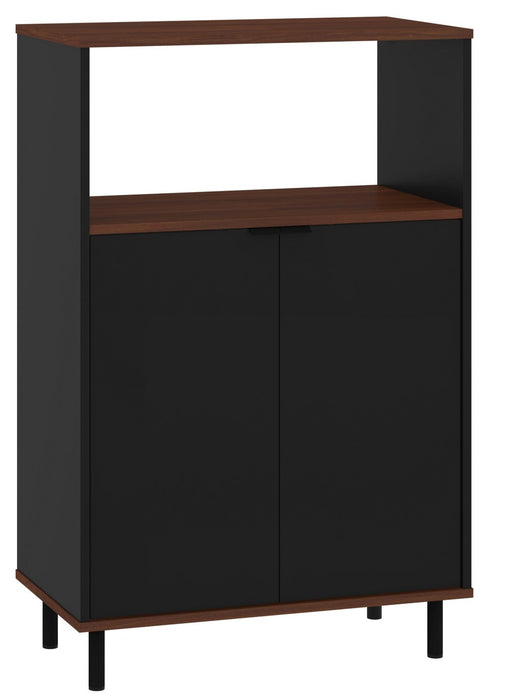 Armoire décorative Mosholu de Manhattan Comfort avec 3 tablettes - noire et brun noix