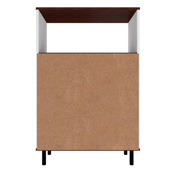 Armoire décorative Mosholu de Manhattan Comfort avec 3 tablettes - blanche et brun noix