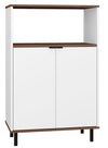 Armoire décorative Mosholu de Manhattan Comfort avec 3 tablettes - blanche et brun noix