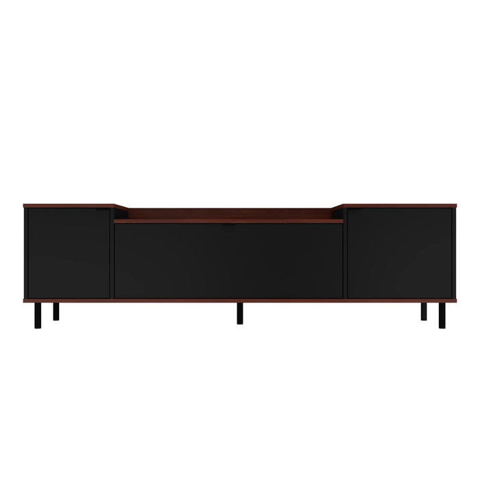 Meuble pour téléviseur Mosholu de Manhattan Comfort de 66,93 po avec 3 tablettes - noir et brun noix