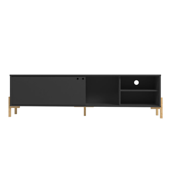 Meuble pour téléviseur Bowery de Manhattan Comfort de 72,83 po avec 4 tablettes - noir et chêne