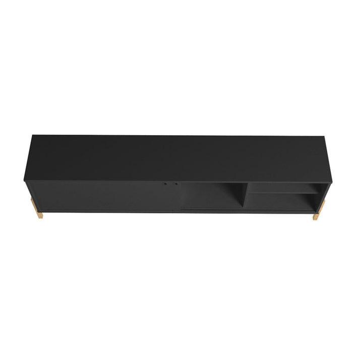 Meuble pour téléviseur Bowery de Manhattan Comfort de 72,83 po avec 4 tablettes - noir et chêne