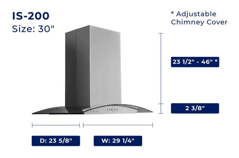 Hotte de cuisinière pour îlot Hauslane de 36 po de style auvent en verre - IS-200SS-36