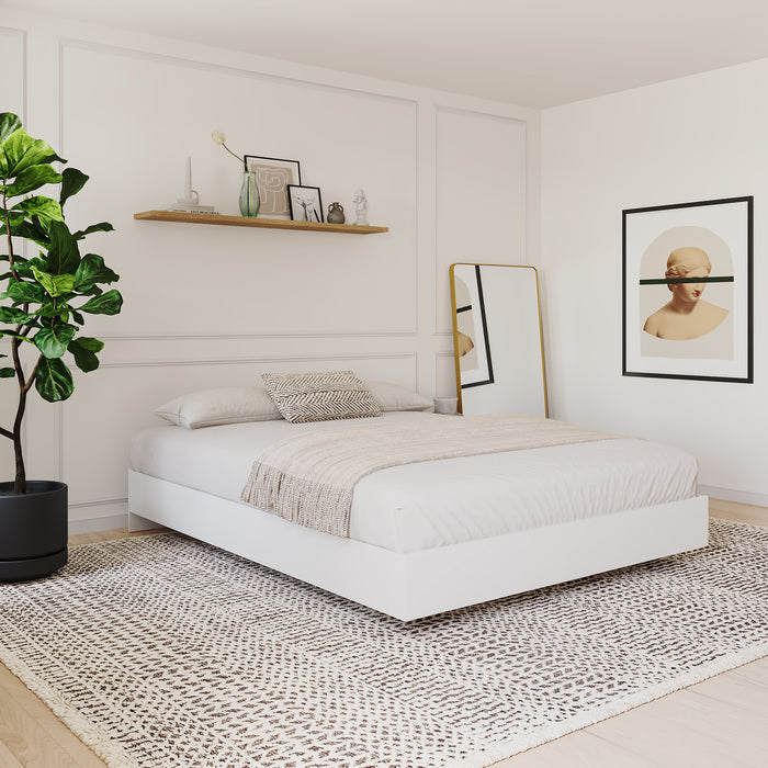 Lit plateforme double Nordika - blanc