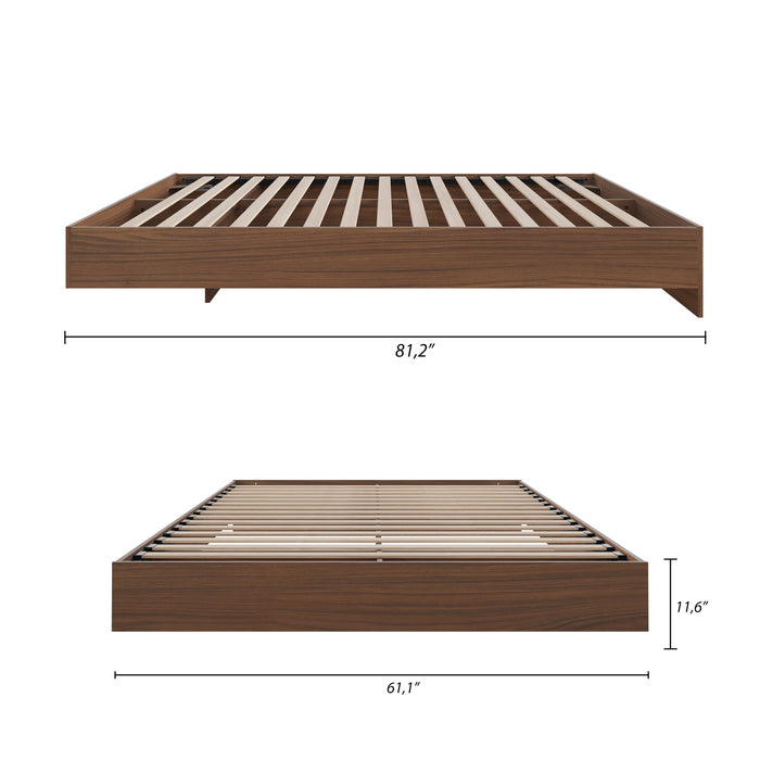 Grand lit plateforme Nordika - noyer