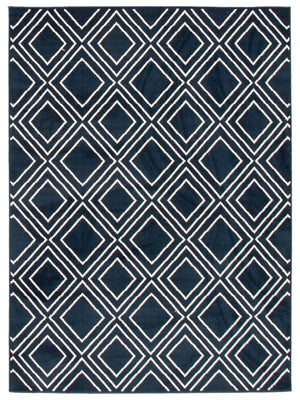 Carpette August bleu marine géodeblanc 5 pi 3 po x 7 pi 3 po