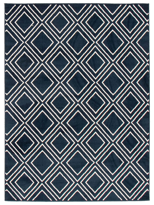 Carpette August bleu marine géodeblanc 5 pi 3 po x 7 pi 3 po