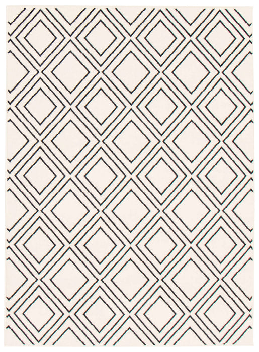 Carpette August blanc géodebleu marine 5 pi 3 po x 7 pi 3 po