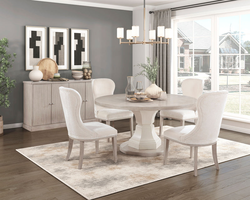 Ensemble de salle à manger Corsa 5 pièces avec table et 4 chaises - chêne blanc antique et gris clair 