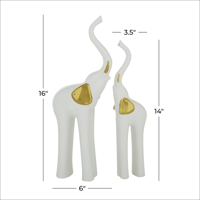 Éléphant de 14 po en céramique - ensemble de 2