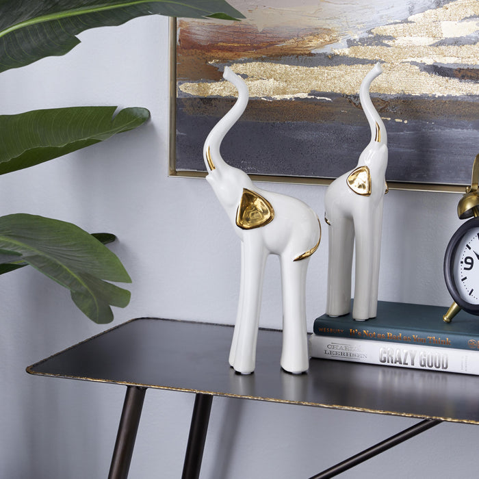 Éléphant de 14 po en céramique - ensemble de 2