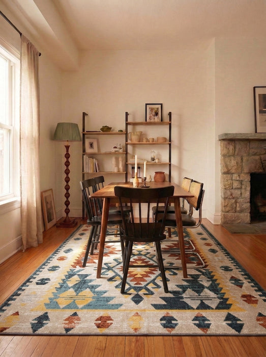 Carpette Mosaic taupe et cuivre lavable à la machine - 6 pi 0 po x 9 pi 0 po