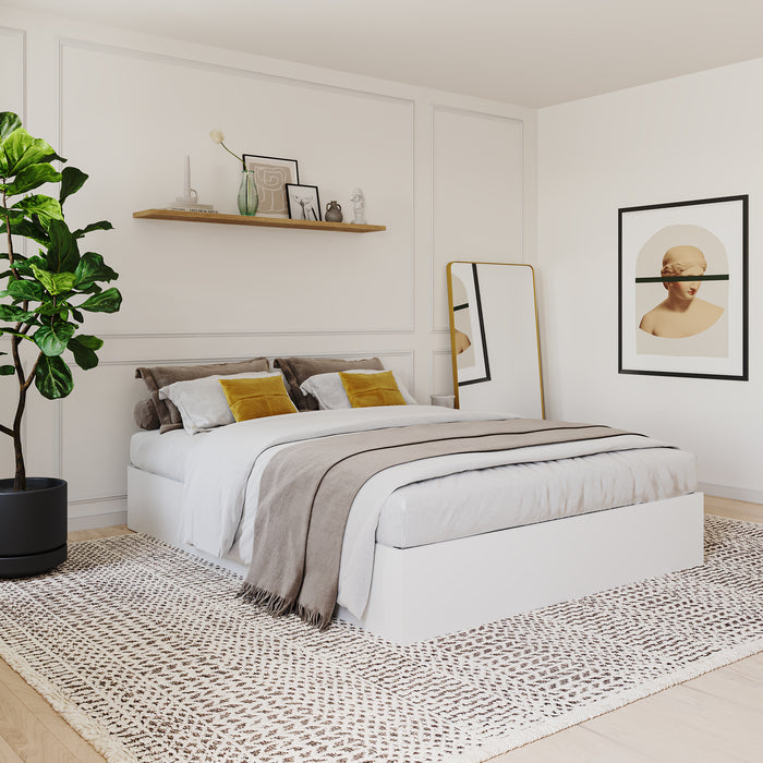 Lit plateforme double Nordika - blanc