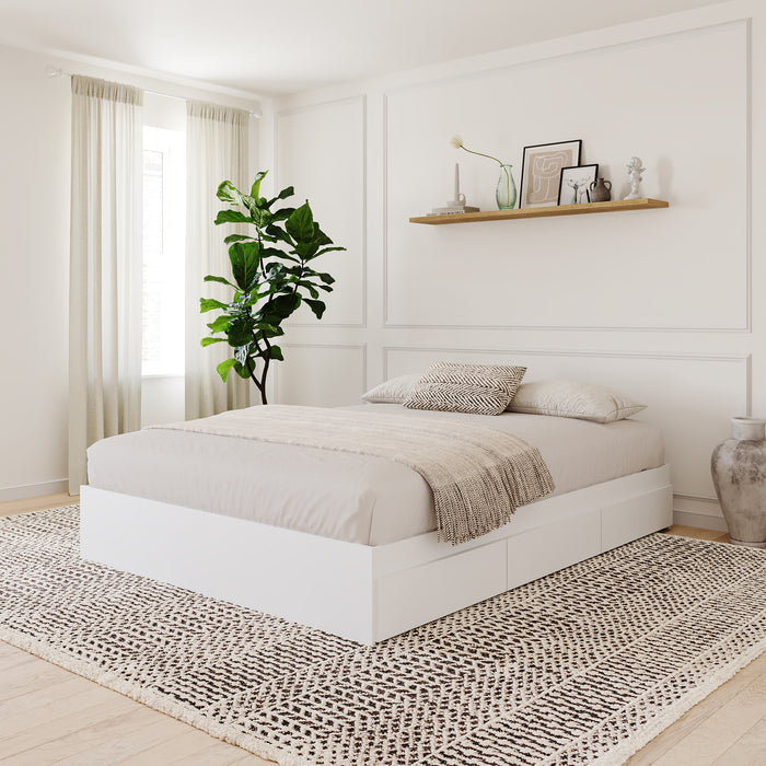 Lit plateforme double Nordika - blanc