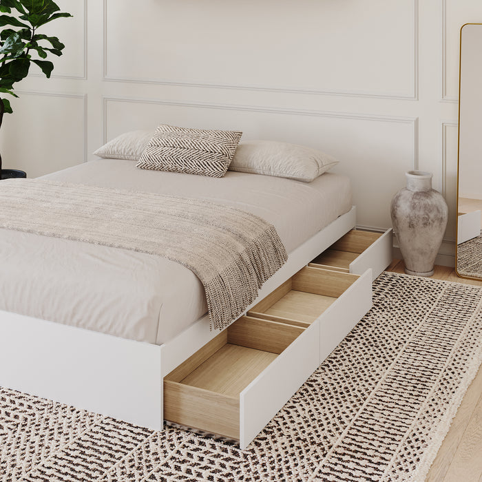 Lit plateforme double Nordika - blanc
