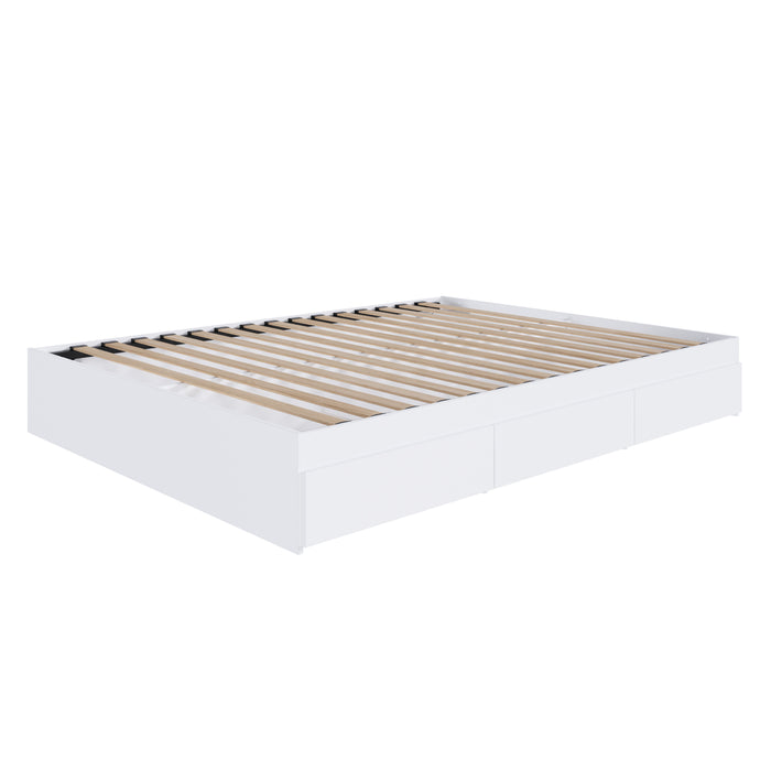 Lit plateforme double Nordika - blanc