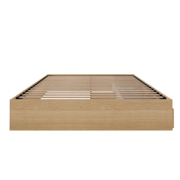 Lit plateforme double Nordika avec rangement - érable naturel