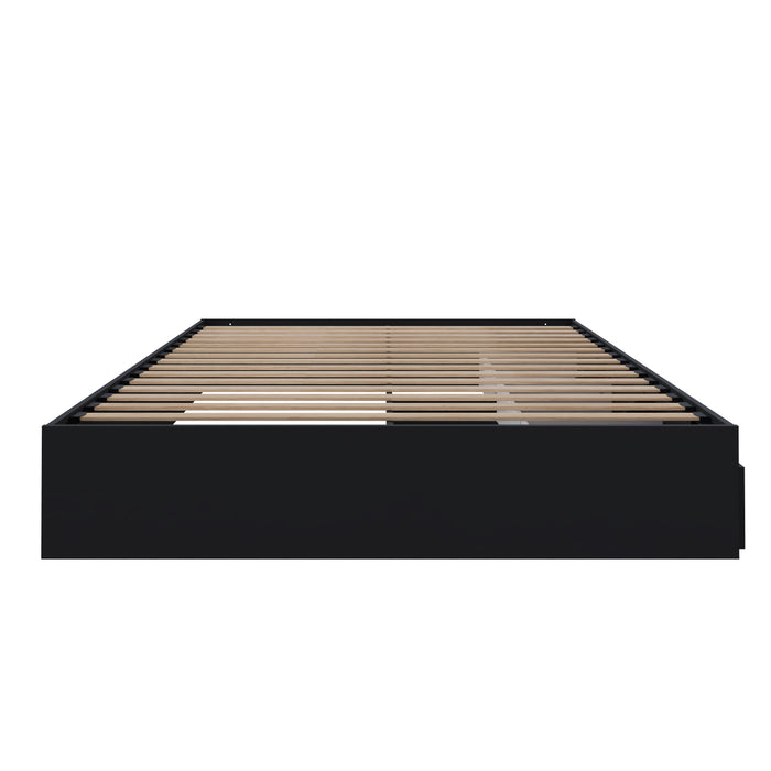 Lit plateforme double Nordika avec rangement - noir