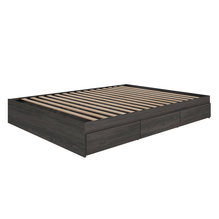 Grand lit plateforme Nordika - gris écorce