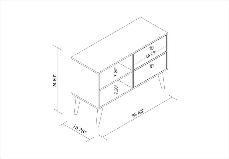 Meuble pour téléviseur pratique Dalarna de Manhattan Comfort avec 2 tablettes ouvertes et 2 tiroirs - blanc