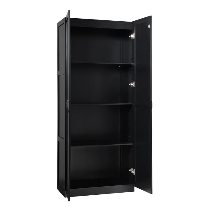 Armoire de rangement autoportante moderne Hopkins de Manhattan Comfort avec 7 tablettes - blanche