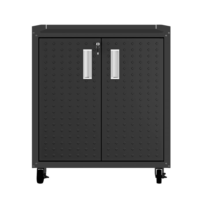 Armoire mobile Fortress de Manhattan Comfort de 31,5 po en métal texturé avec 2 tablettes réglables pour le garage - gris anthracite
