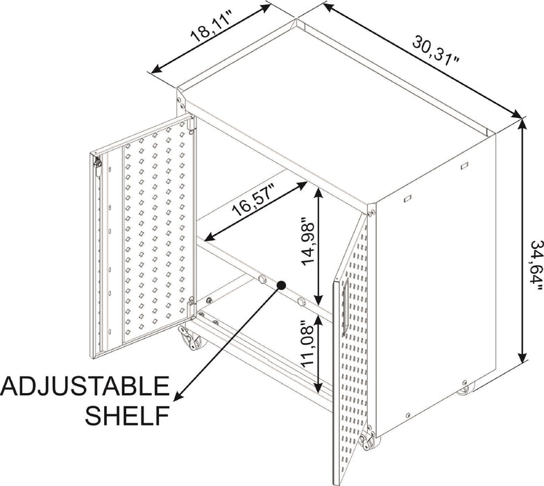Armoire mobile Fortress de Manhattan Comfort de 31,5 po en métal texturé avec 2 tablettes réglables pour le garage - gris anthracite