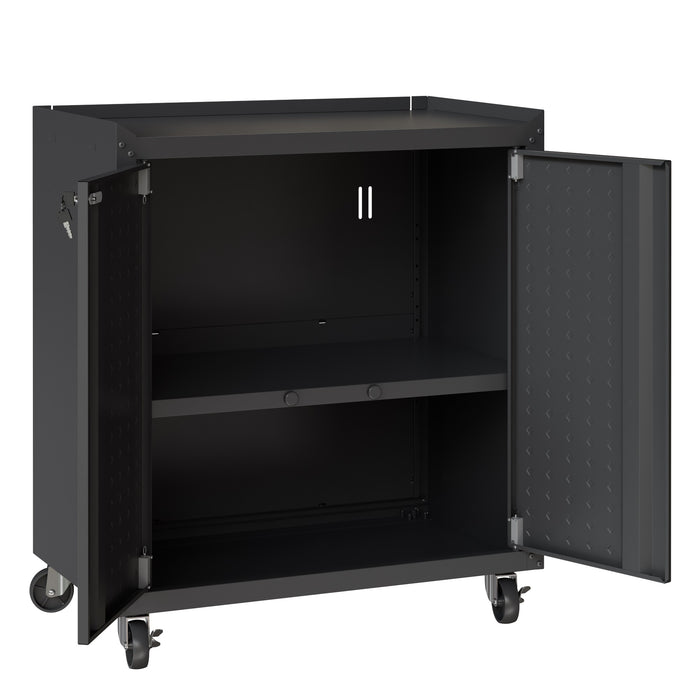 Armoire mobile Fortress de Manhattan Comfort de 31,5 po en métal texturé avec 2 tablettes réglables pour le garage - gris anthracite
