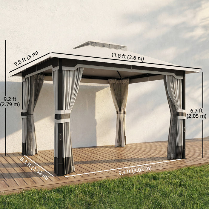 Outsunny 10' x 12' Patio Gazebo, double toit, abri d'exterieur
