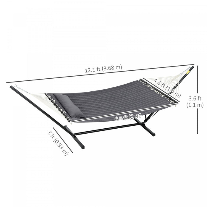 Outsunny Hamac Double Matelasse Avec Support Et Oreiller Hamac Pour 2 Pers